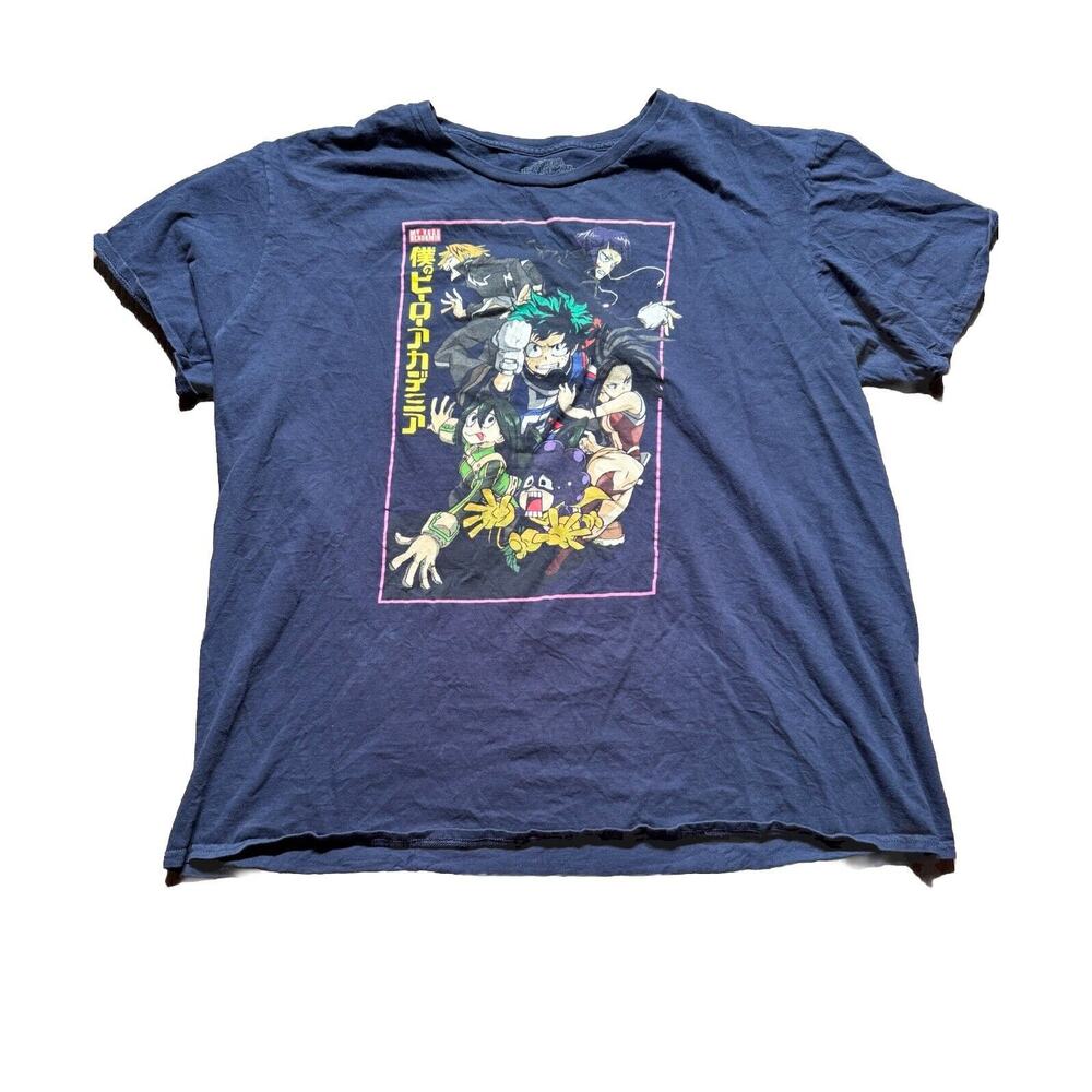 My Hero Academia Men’s T-Shirt 2XL Navy Blue Anime Graphic Tee